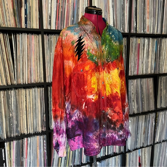 Ice dyed silk black velvet syf bolt stealie grateful company dead sphere ♻️🌈⚡️ - Picture 12 of 15